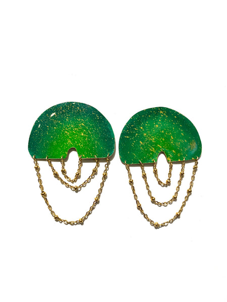 AMALGAMA ENTRE TRES- Half DECO Earrings - Lime Green