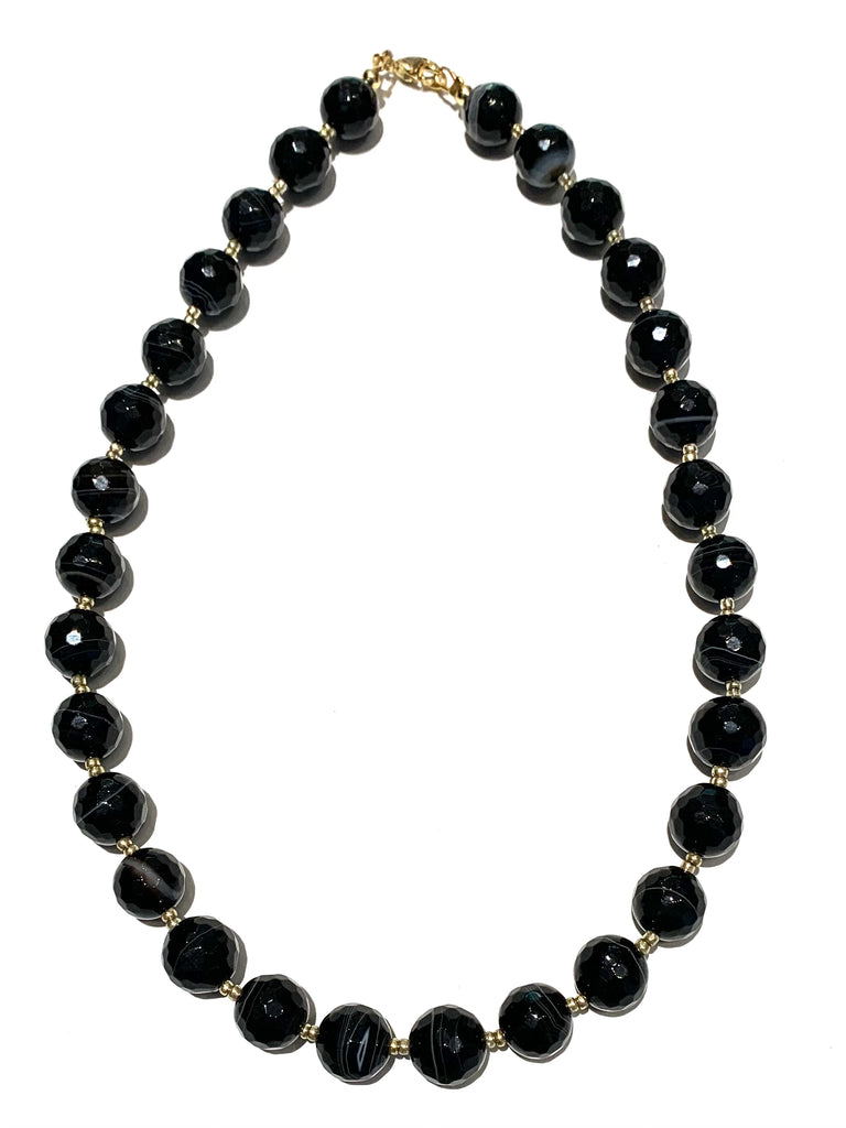 HC DESIGNS- Short Black Agate Necklace 18"
