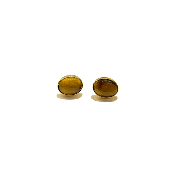 MONIQUE MICHELE - Oval Studs - Tigers Eye (Silver or Gold)