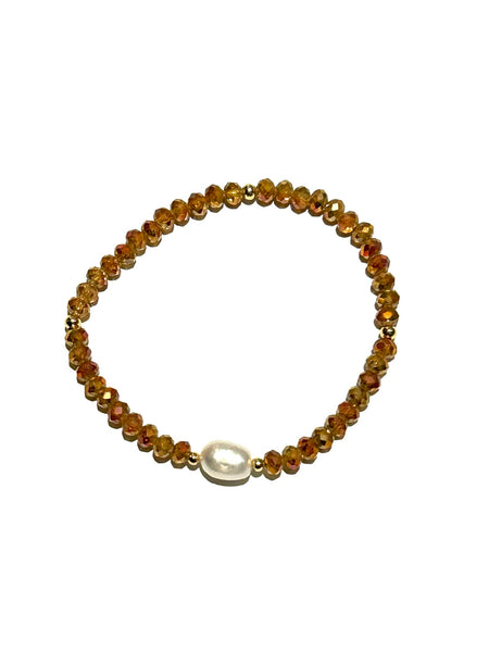 E-HC DESIGNS- Pearl with Crystals Elastic Bracelets (More colors available)