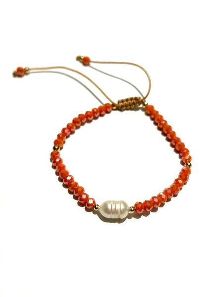 E-HC DESIGNS- Pearl with Crystals Adjustable Bracelets (More colors available)