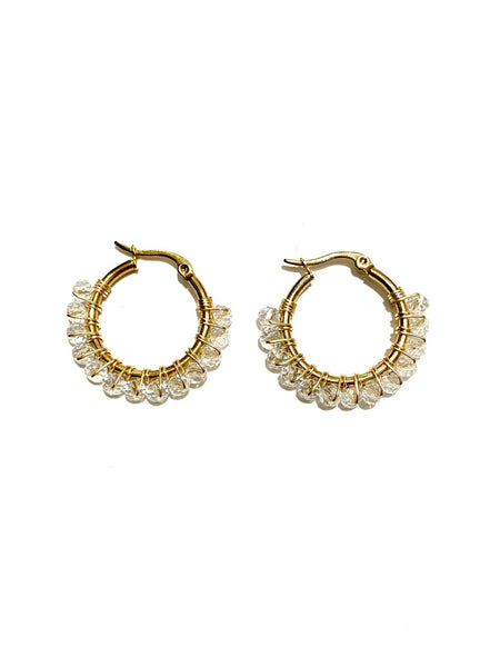 HC DESIGNS - Small Golden Beaded Round Hoops - 1 Inch (More colors available)