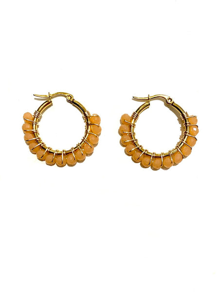 HC DESIGNS - XSmall Golden Beaded Round Hoops - 1 Inch (More colors available)