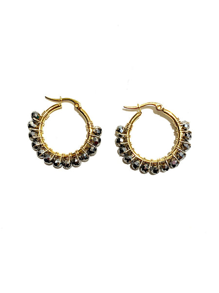 HC DESIGNS - Small Golden Beaded Round Hoops - 1 Inch (More colors available)