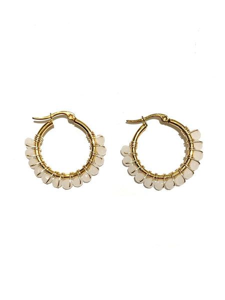 HC DESIGNS - XSmall Golden Beaded Round Hoops - 1 Inch (More colors available)