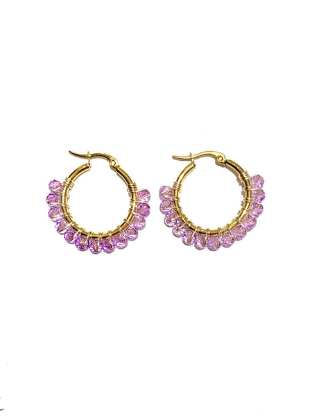 HC DESIGNS - Small Golden Beaded Round Hoops - 1 Inch (More colors available)