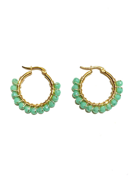 HC DESIGNS - XSmall Golden Beaded Round Hoops - 1 Inch (More colors available)