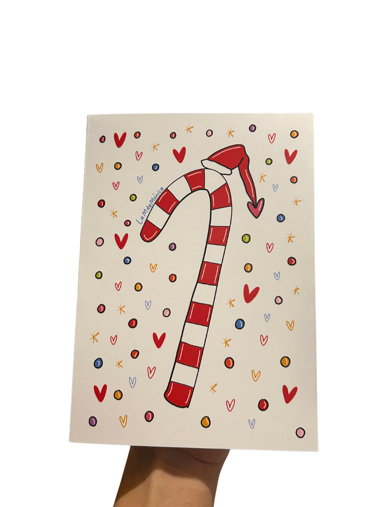 LA M DE MONICA  - 5"X7" Greeting Card with Envelope - Candy Cane Love