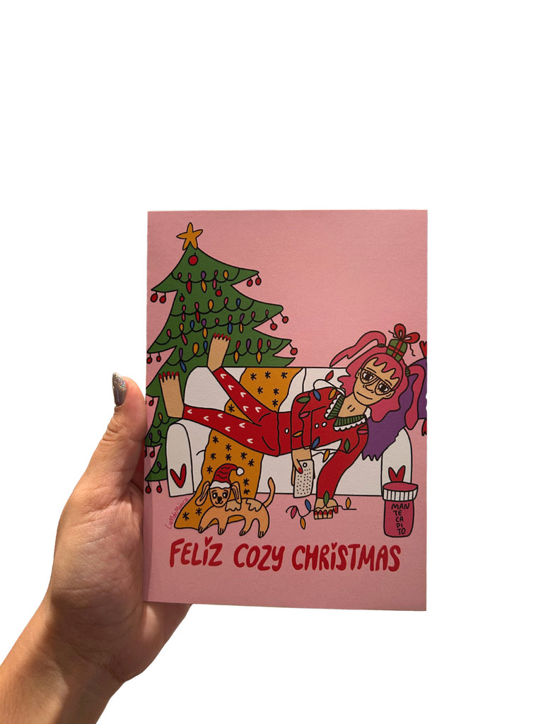 LA M DE MONICA  - 5"X7" Greeting Card with Envelope - Feliz Cozy Christmas