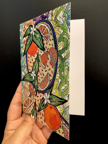 SUSANA CACHO-  4" x 6" Greeting Card With Envelope- Mujer Naranja