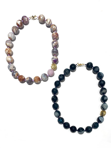 HC DESIGNS- Bold Agate With Golden Spiral Necklace (different colors available)