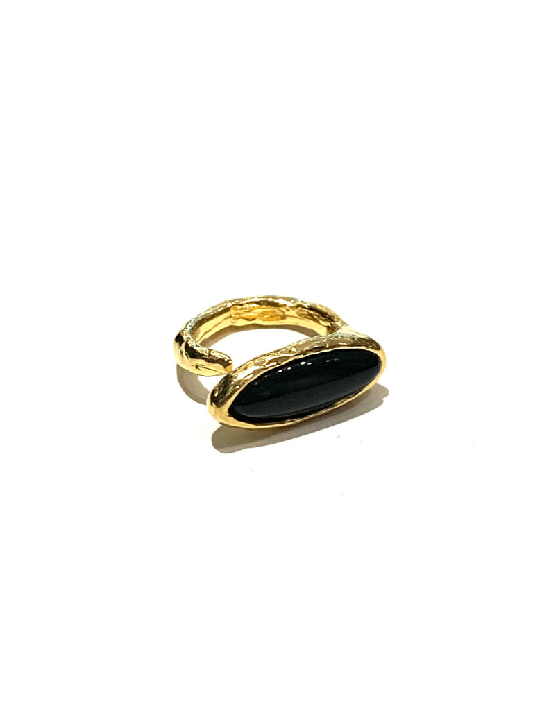 DOS PINCELES- Isla Ring- Gold Plated/Onyx