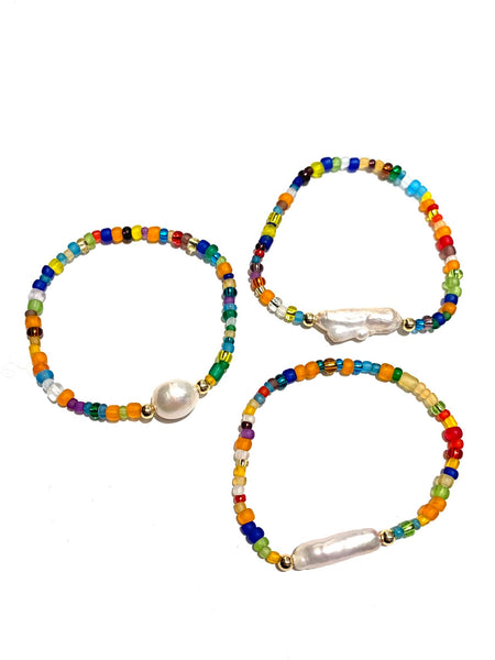 HC DESIGNS- Frosted SeedBeads Elastic Bracelet (Different styles available)