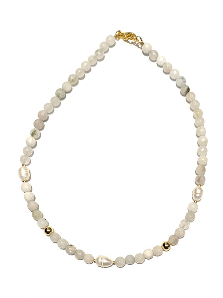 HC DESIGNS- Small Agates and Triple Pearls Short Necklace (different colors available)