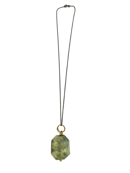 MONIQUE MICHELE- Moss Agate Oxidized Brass Necklace