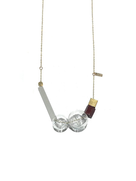 LUCA- White French Glass + Terracotta Bead Necklace