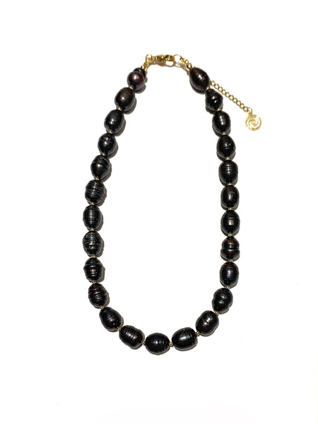 HC DESIGNS- Simple Dark Barroque Pearl Necklace