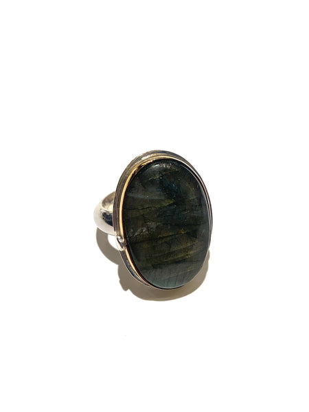 MONIQUE MICHELE- Labradorite Silver and Gold Filled Ring