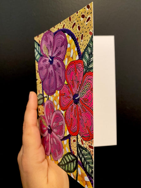 SUSANA CACHO- 4" x 6" Greeting Card With Envelope- Mujer Amapolas Multicolors