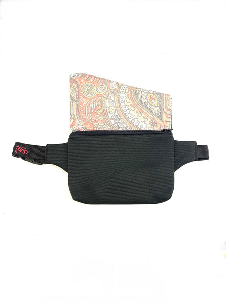 JASH BAGS - S Fanny Pack- Black with Flower Interior