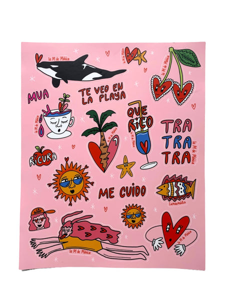 LA M DE MÓNICA- Pink Sticker Sheet
