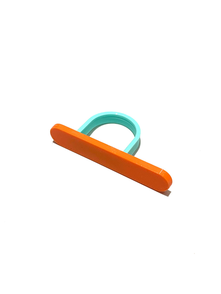 MENEO- Orange-Aqua Long Horizontal Line Ring