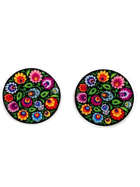 PAPEL PÚRPURA- Mini Earrings- Floral Negra