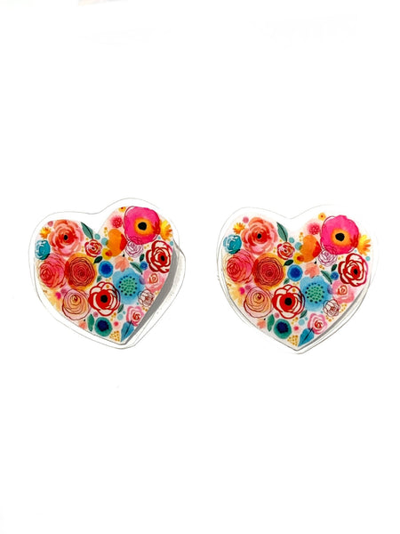 PÚRPURA- Mini Studs- Corazón Floral