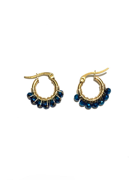HC DESIGNS - Mini Golden Beaded 1/2 inch Hoop (more colors available)