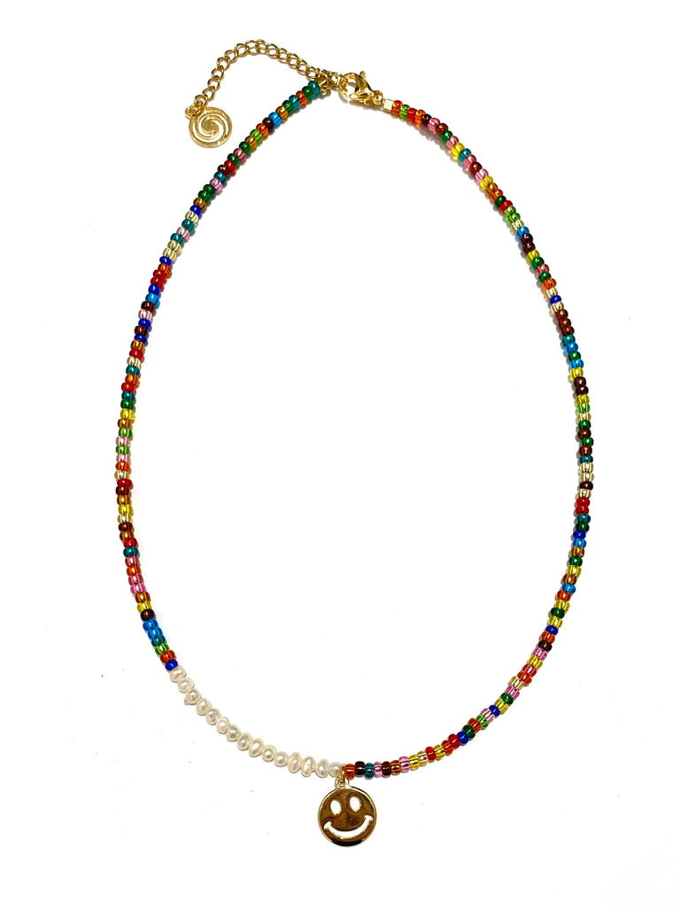 HC DESIGNS- Smiley Pearl Multi Seed Bead Short Necklaces