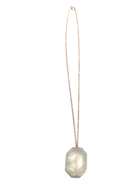 MONIQUE MICHELE- Moss Agate Pendant 14k Rose Gold Chain Necklace