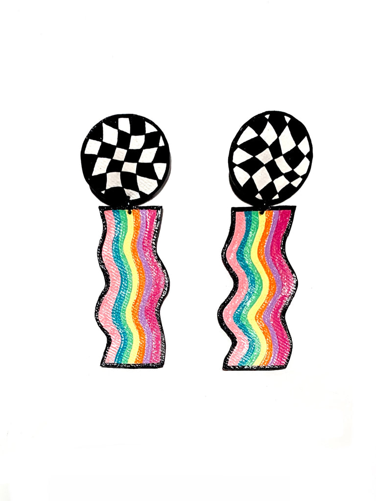 AMARTE DURAN- Checker Rainbow Earrings