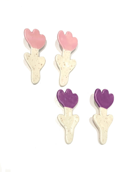 LAS MALCRIÁS- Hearts Ceramics- Small Tulips Earrings