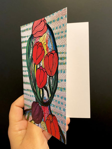 SUSANA CACHO-  4x6 Greeting Card With Envelope- Mujer Tulipán