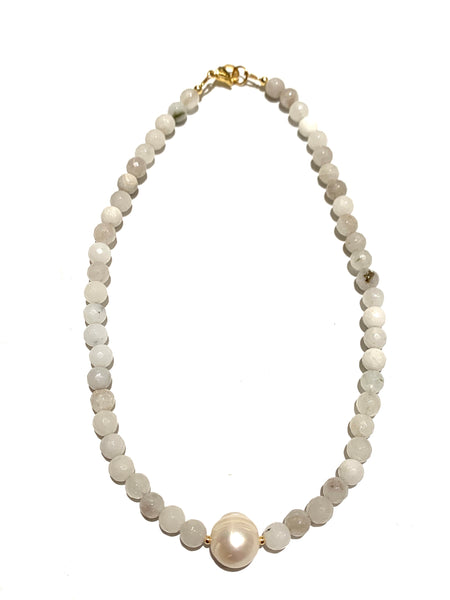HC DESIGNS- Short Agate and Pearl Necklace (More Colors Available)