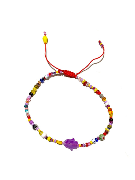 E-HC DESIGNS- Hamsa Hand with Seedbeads Anklet