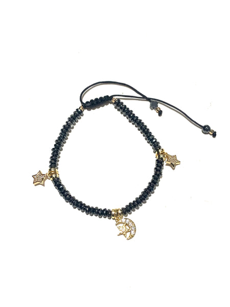 E-HC DESIGNS- Zirconia Moon-Star Pendant Hematite Bracelets