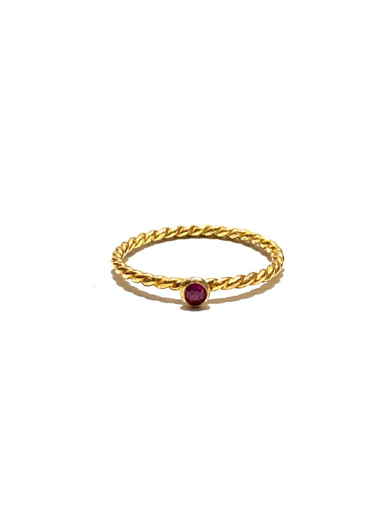 MONIQUE MICHELE- Twisted Ruby Stackable Ring