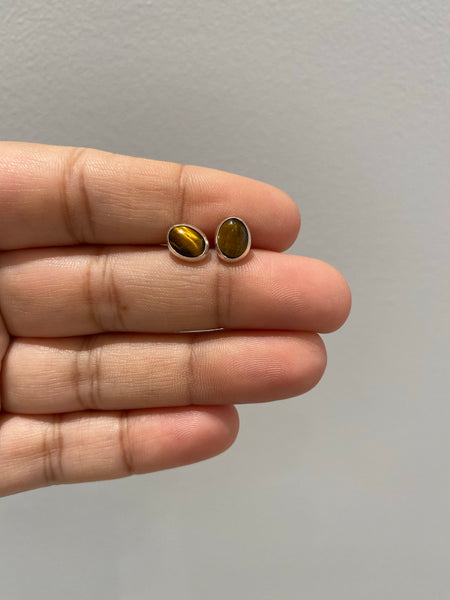 MONIQUE MICHELE - Oval Studs - Tigers Eye (Silver or Gold)