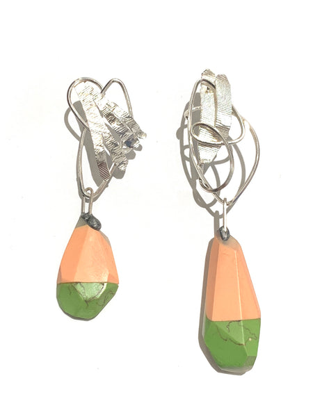 SNOU*- Paradise Collection Earrings / Light Pink and Green Hues