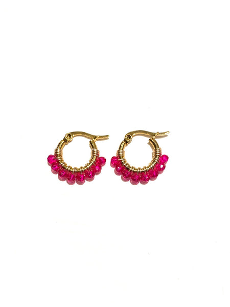 HC DESIGNS - Mini Golden Beaded 1/2 inch Hoop (more colors available)