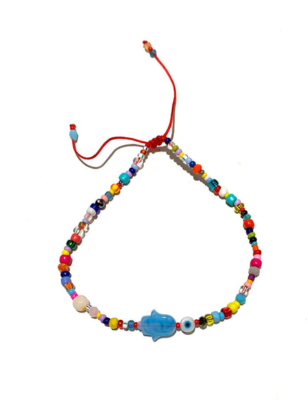 E-HC DESIGNS- Hamsa Hand with Seedbeads Anklet