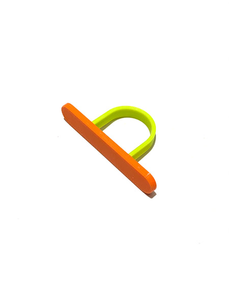 MENEO- Orange-Green Long Horizontal Line Ring