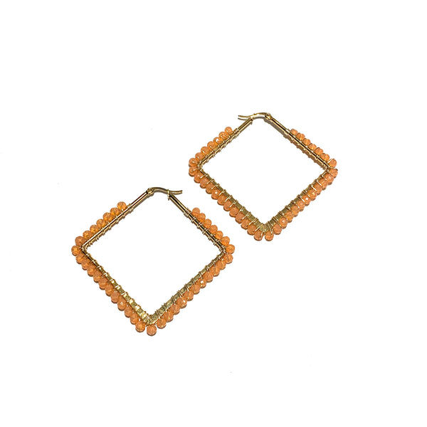HC DESIGNS- Wired Crystal Large Square Hoop Earrings