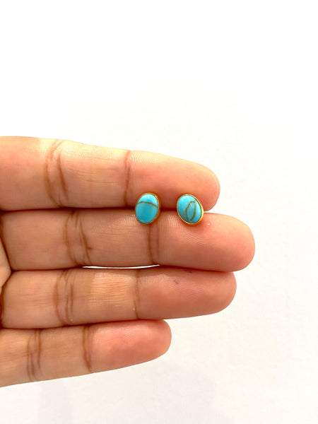 MONIQUE MICHELE - Oval Studs - Turquoise (Silver or Gold)