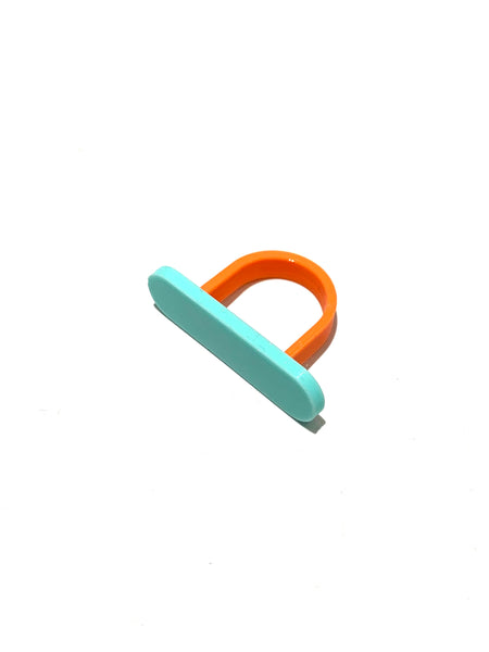 MENEO-Aqua-Orange Horizontal Line Ring
