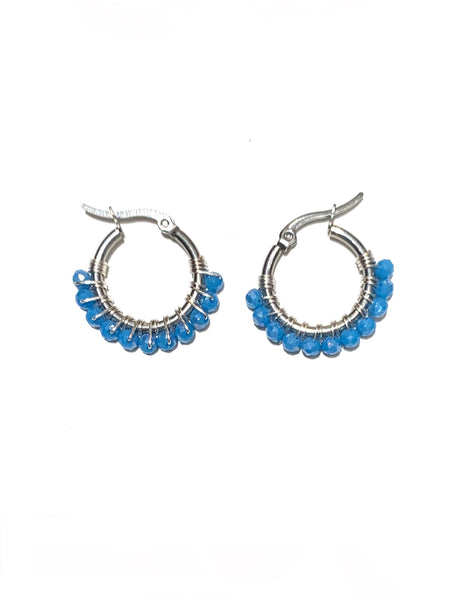 HC DESIGNS - Small Silver Beaded Round Hoops 1 Inch (many colors available)