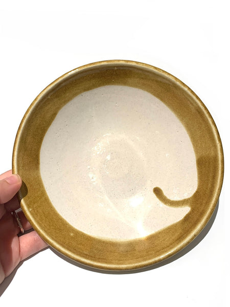 NIETO CERAMICS- Beige with Ochre Edges Medium Bowl Plate