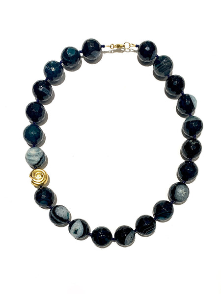 HC DESIGNS- Bold Agate With Golden Spiral Necklace (different colors available)