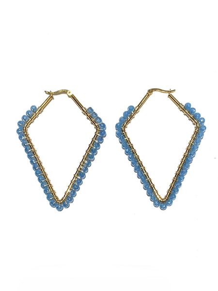 HC DESIGNS - Large Beaded Diamonds Hoops - Golden